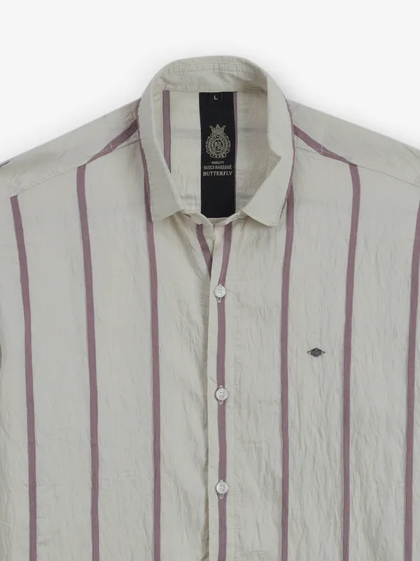 BUTTERFLY beige stripe cotton
