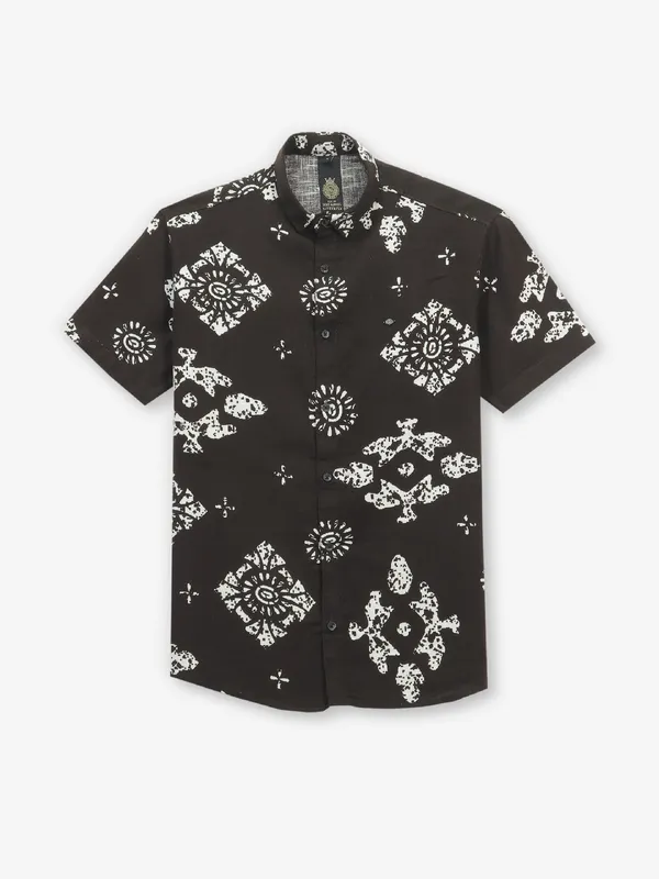 BUTTERFLY black printed cotton shirt