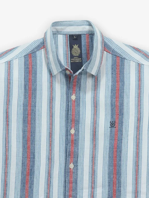 BUTTERFLY blue stripe cotton shirt