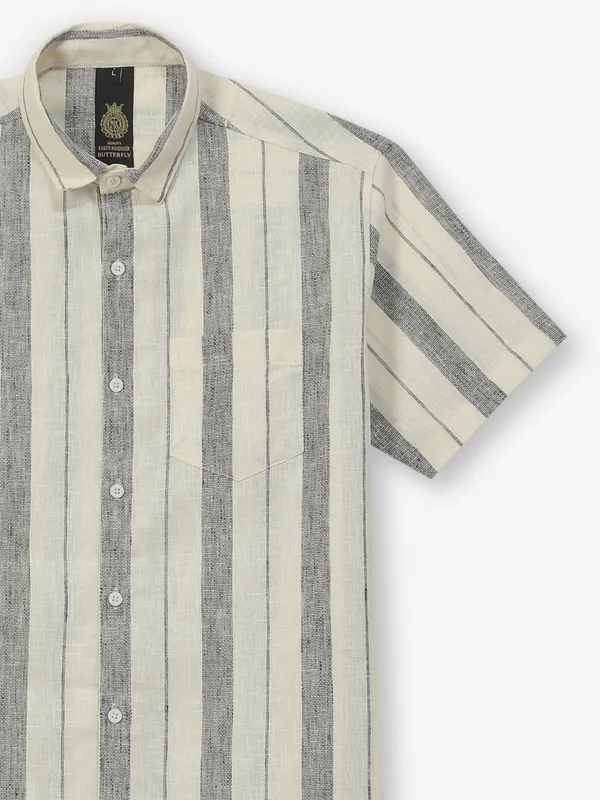BUTTERFLY cream cotton shirt for mens wear