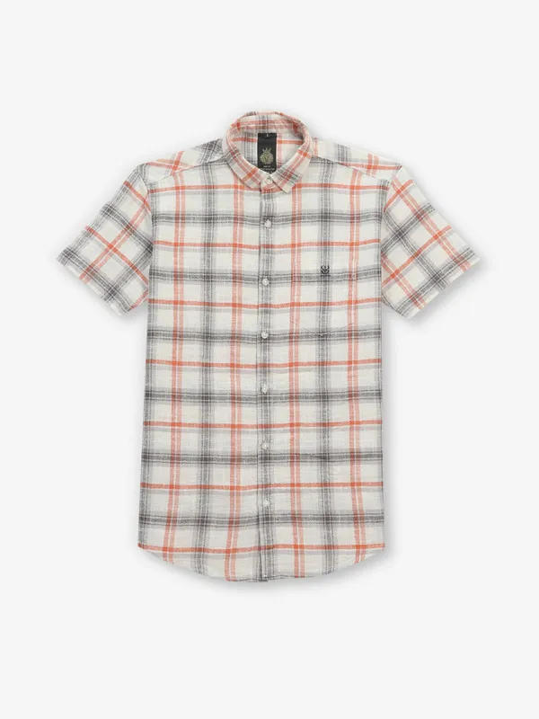 BUTTERFLY off-white checks cotton shirt