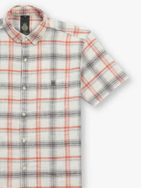BUTTERFLY off-white checks cotton shirt