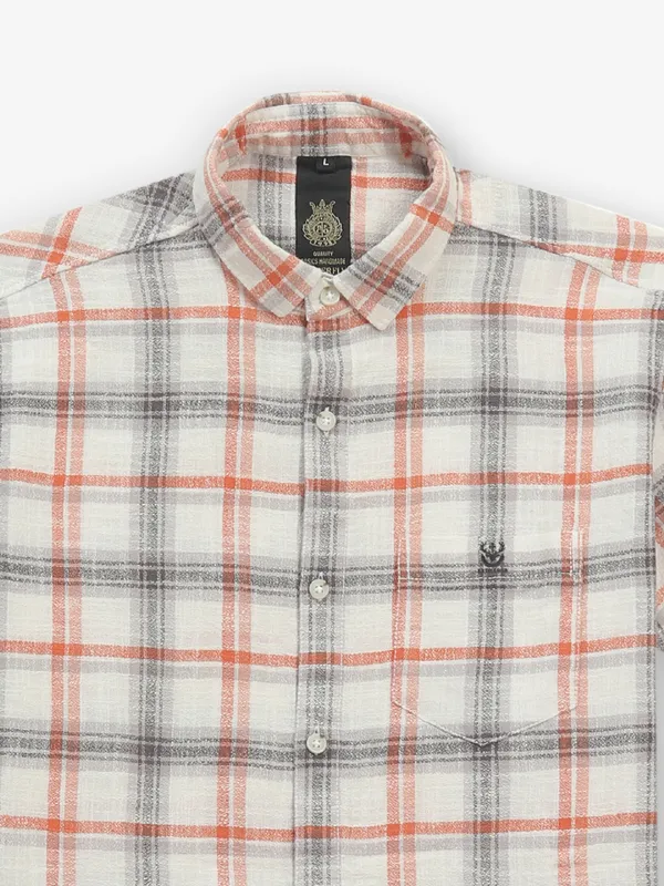 BUTTERFLY off-white checks cotton shirt