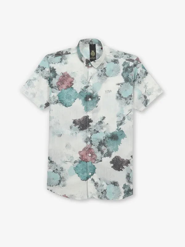 BUTTERFLY off-white printed cotton shirt