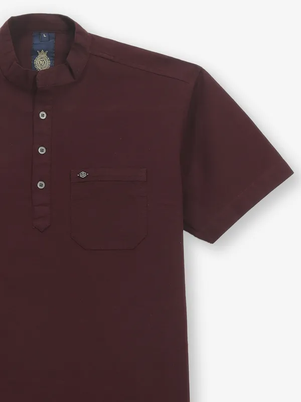 BUTTERFLY plain wine cotton kurta style shirt