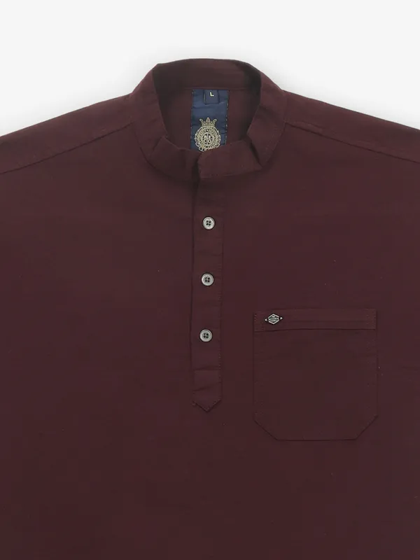 BUTTERFLY plain wine cotton kurta style shirt