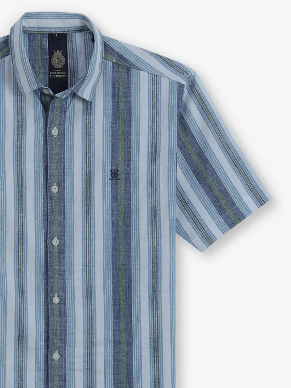 BUTTERFLY stripe blue cotton shirt