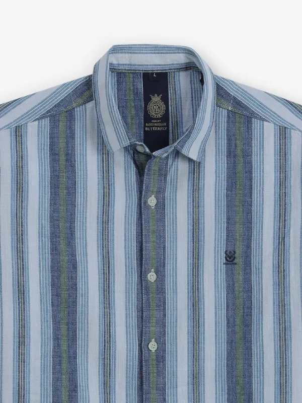 BUTTERFLY stripe blue cotton shirt