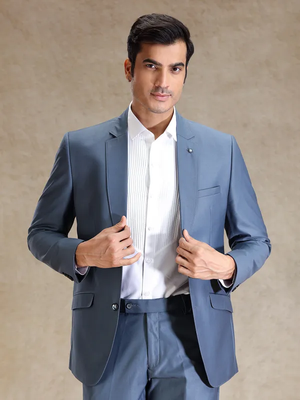 Cambridge Blue terry rayon blazer and pant set