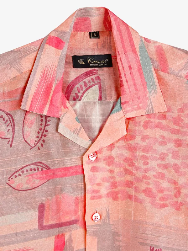 Carven peach printed shirt