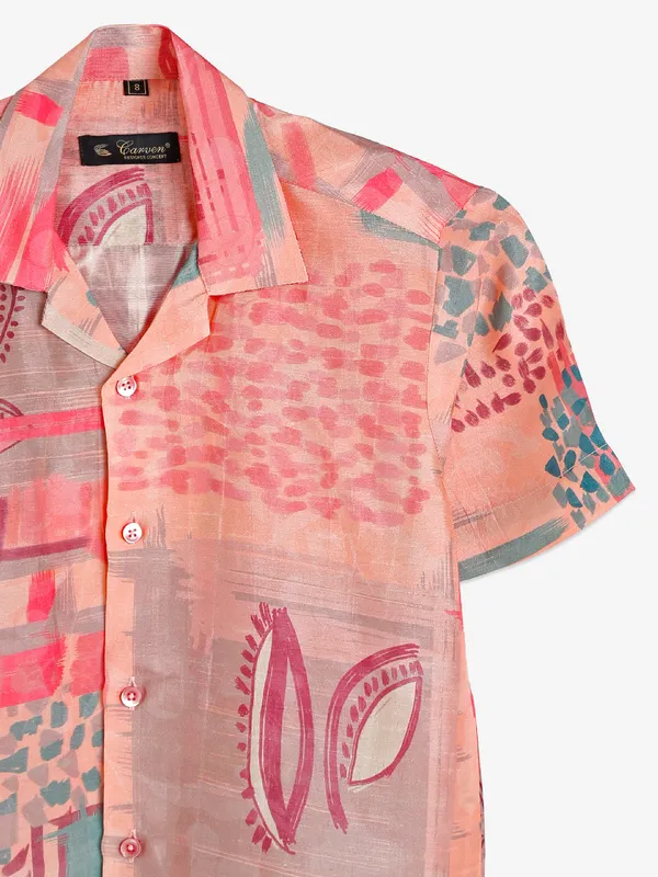 Carven peach printed shirt