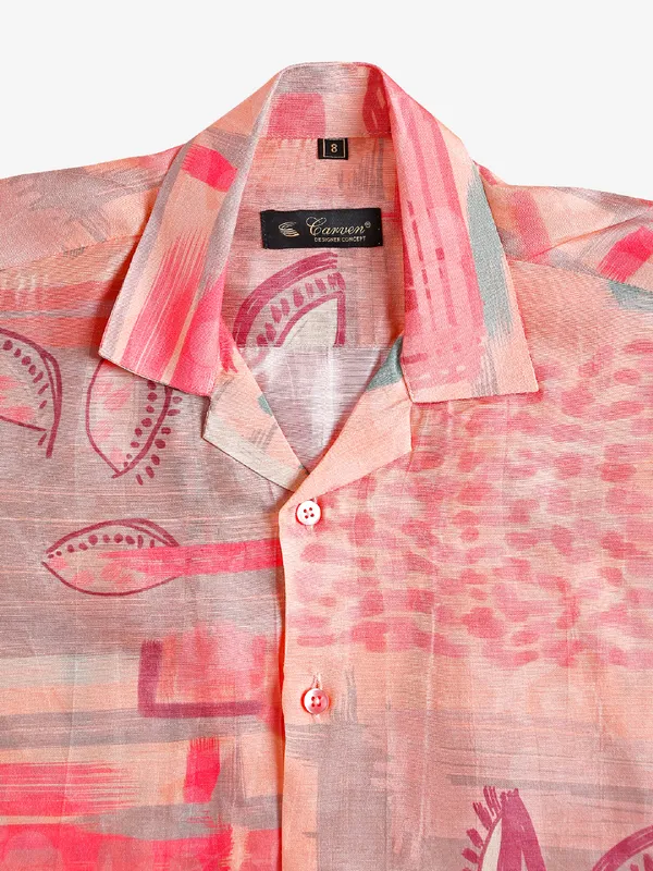 Carven peach printed shirt