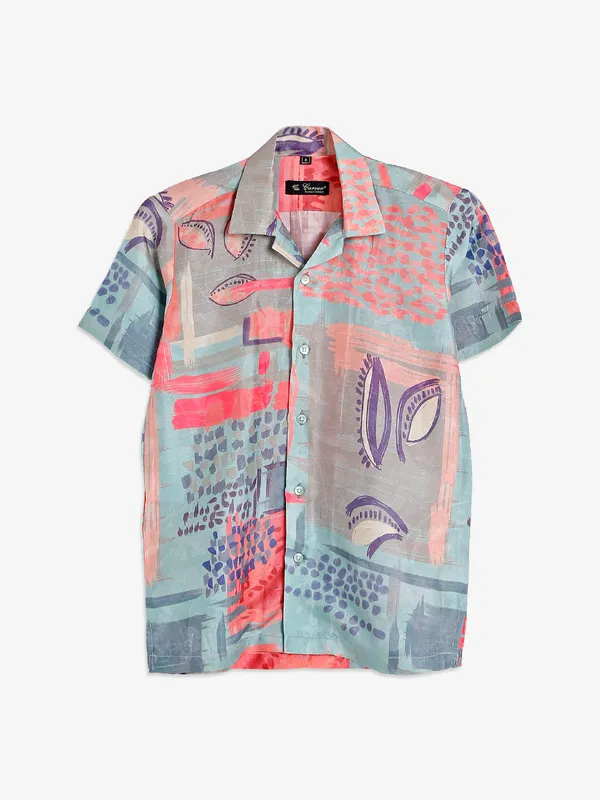 Carven sea green cotton printed shirt