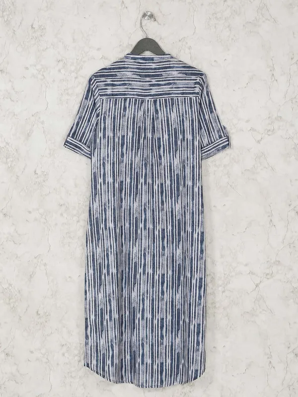 Casual blue cotton striped long casual kurti