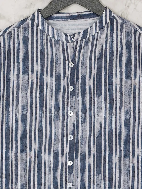 Casual blue cotton striped long casual kurti