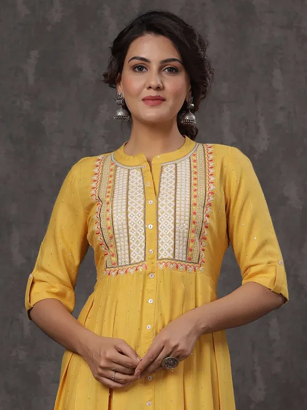 Casual wear cotton mustard yellow kurti
