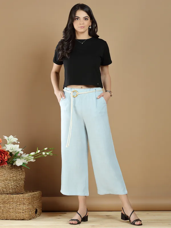Casual wear fabulous powder blue palazzo pant