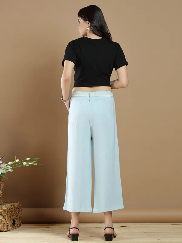Casual wear fabulous powder blue palazzo pant
