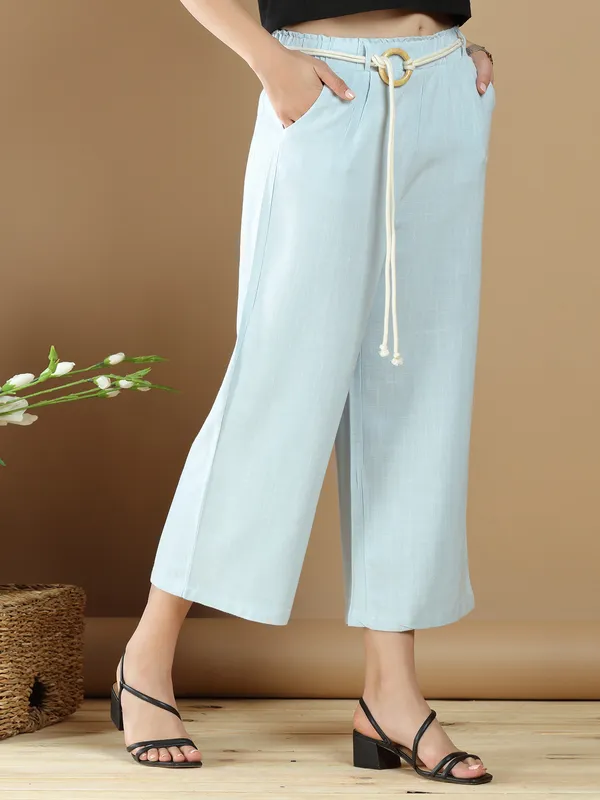 Casual wear fabulous powder blue palazzo pant