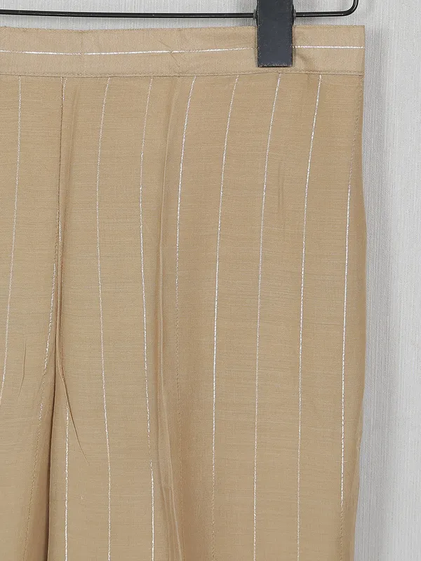 Casual wear khaki striped pattern cotton pant