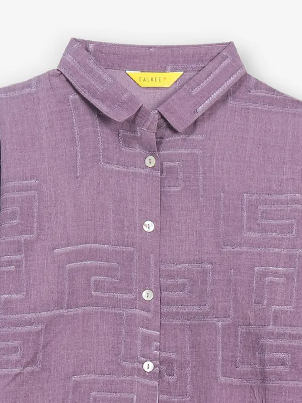 Casual wear purple cotton shirt