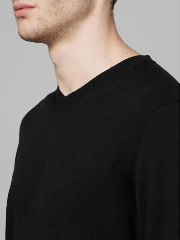 Celio black plain full sleeves sweatshirt