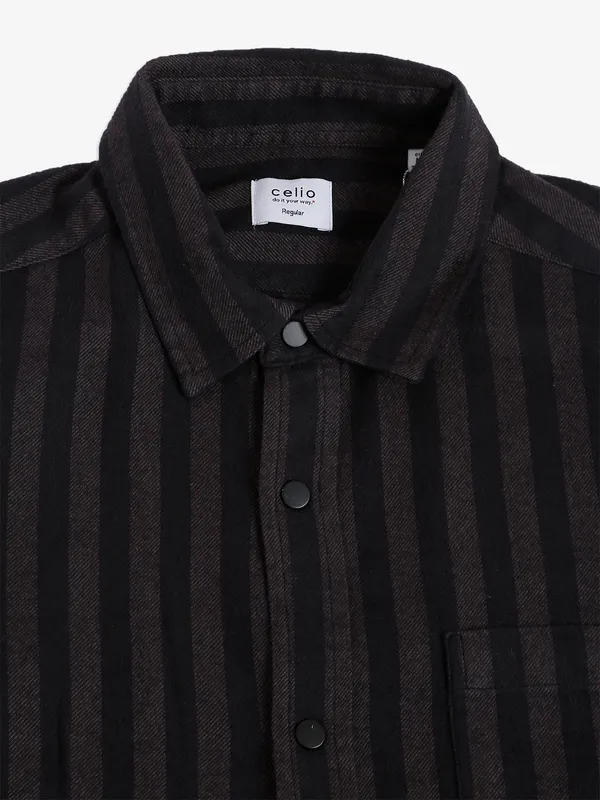 Celio black stripe cotton shirt