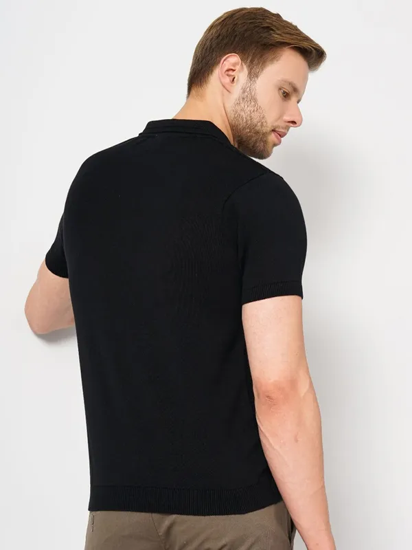 CELIO black zipper cotton t-shirt