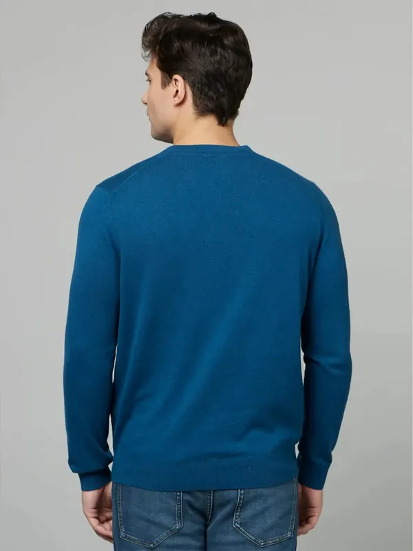 Celio blue knitted full sleeves t shirt