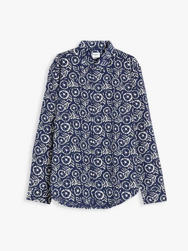 Celio blue printed cotton shirt