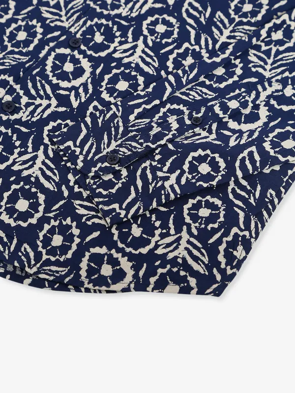 Celio blue printed cotton shirt