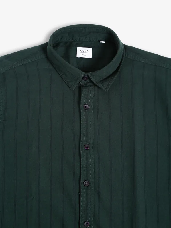 Celio bottle green stripe shirt