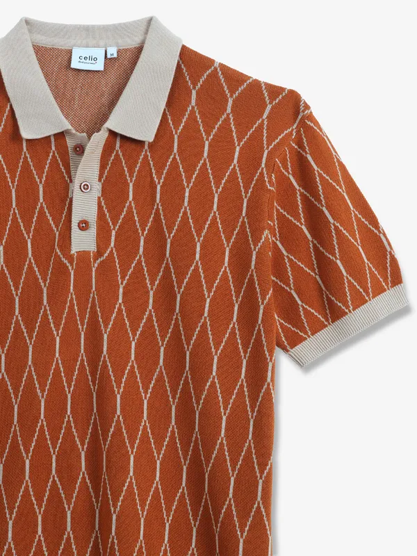 CELIO brown checks t-shirt