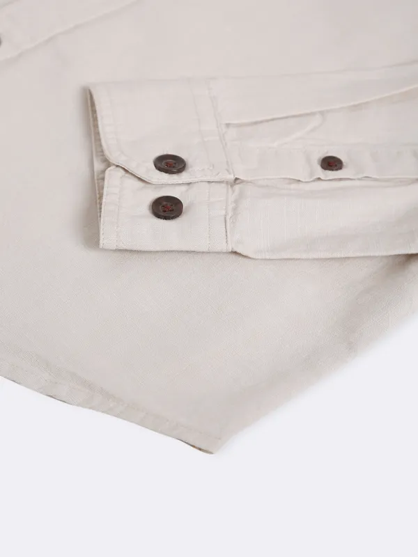 Celio cotton beige plain shirt