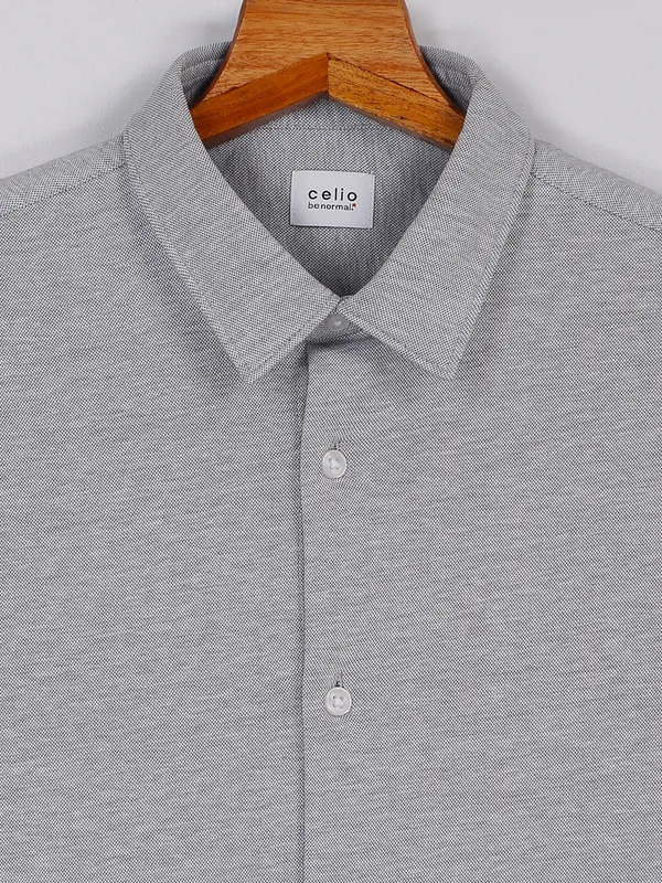 Celio cotton grey full sleeves shirt