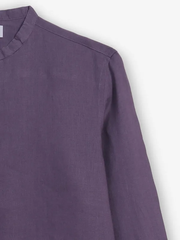 CELIO cotton plain purple shirt
