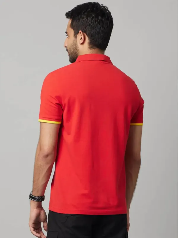 Celio cotton red plain t shirt