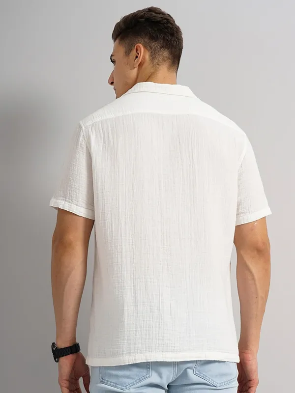 Celio cotton white plain shirt