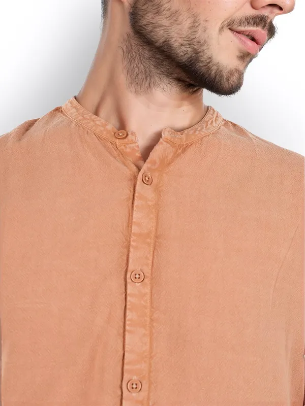 CELIO cream mandarin collar shirt
