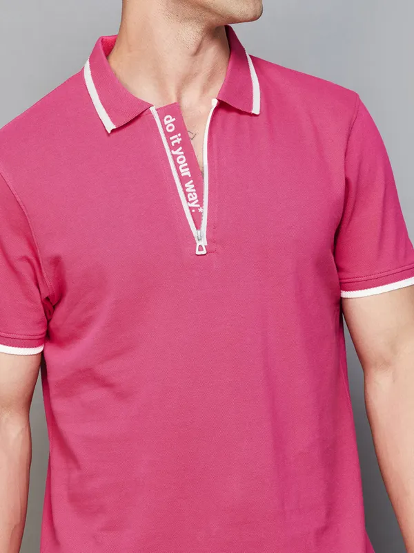 Celio dark pink cotton t-shirt