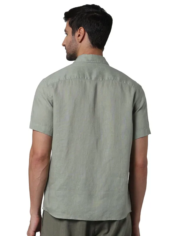 CELIO dusty olive plain linen shirt