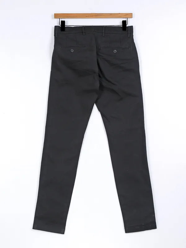 Celio formal wear black solid cotton trouser