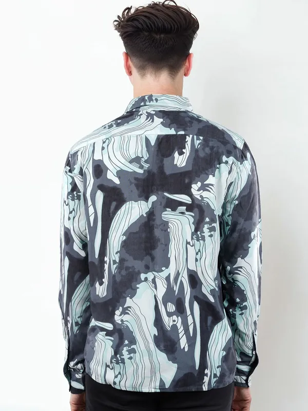 CELIO grey cotton printed shirt