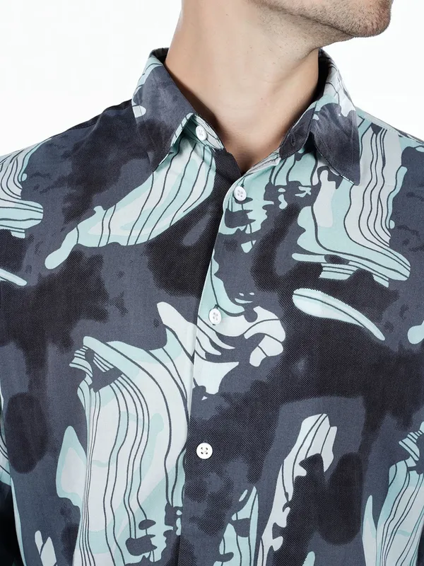 CELIO grey cotton printed shirt