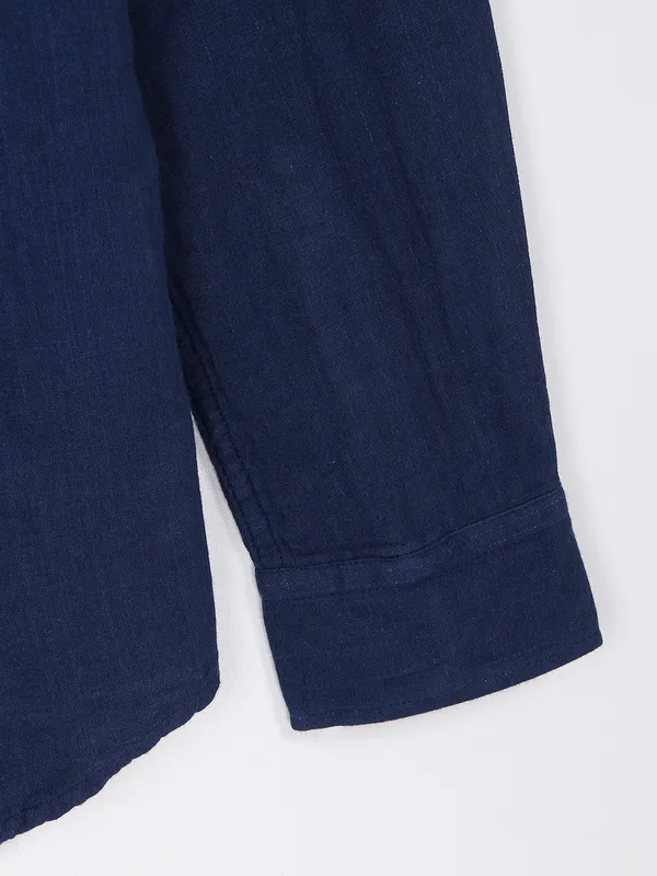Celio indigo blue cotton casual shirt