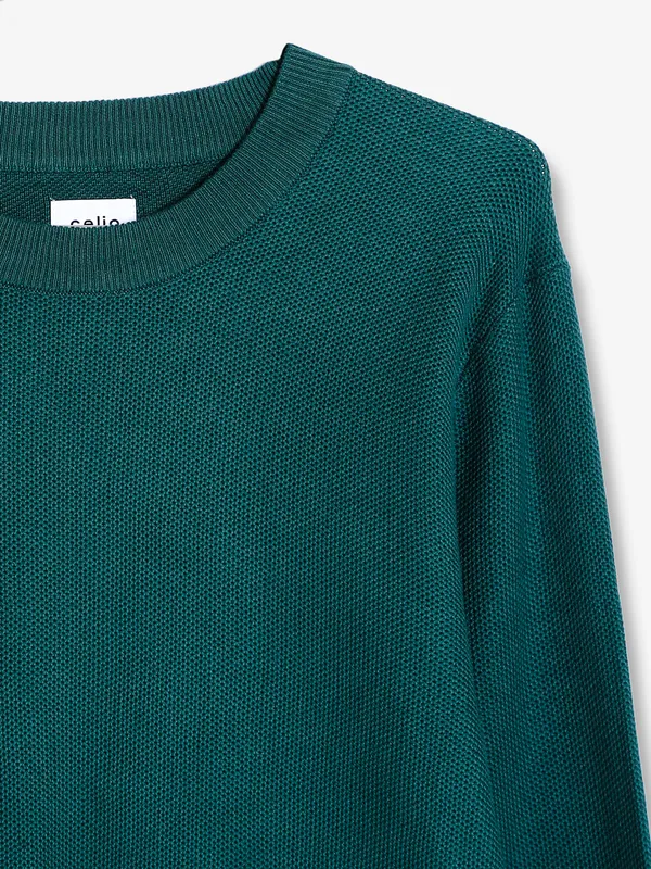 Celio knitted dark green t shirt