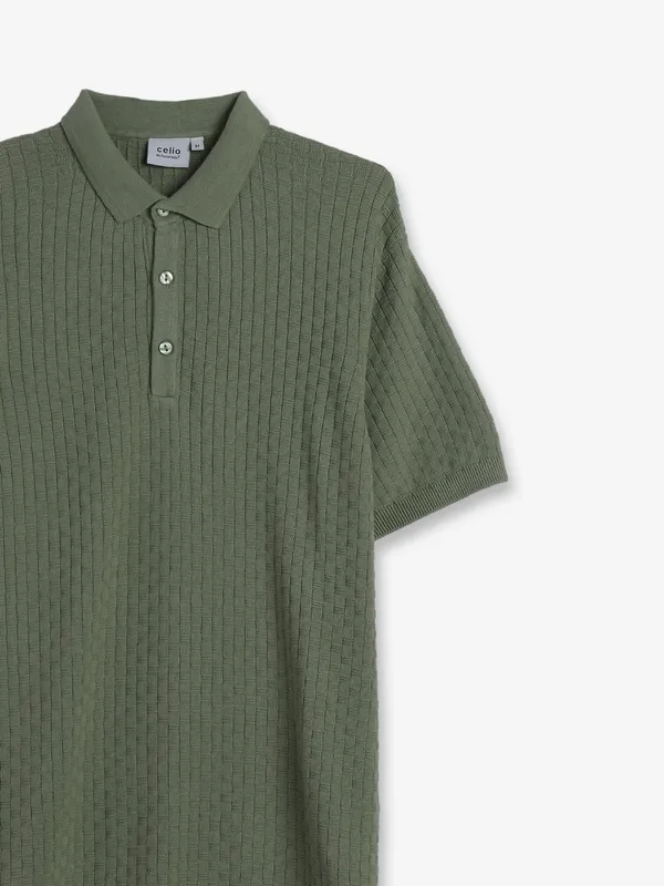 Celio knitted green t shirt