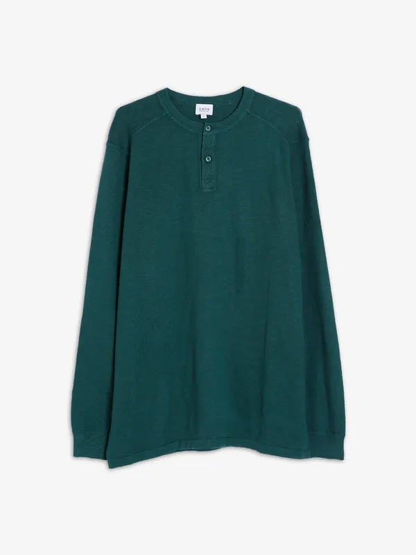 Celio knitted plain dark green t shirt
