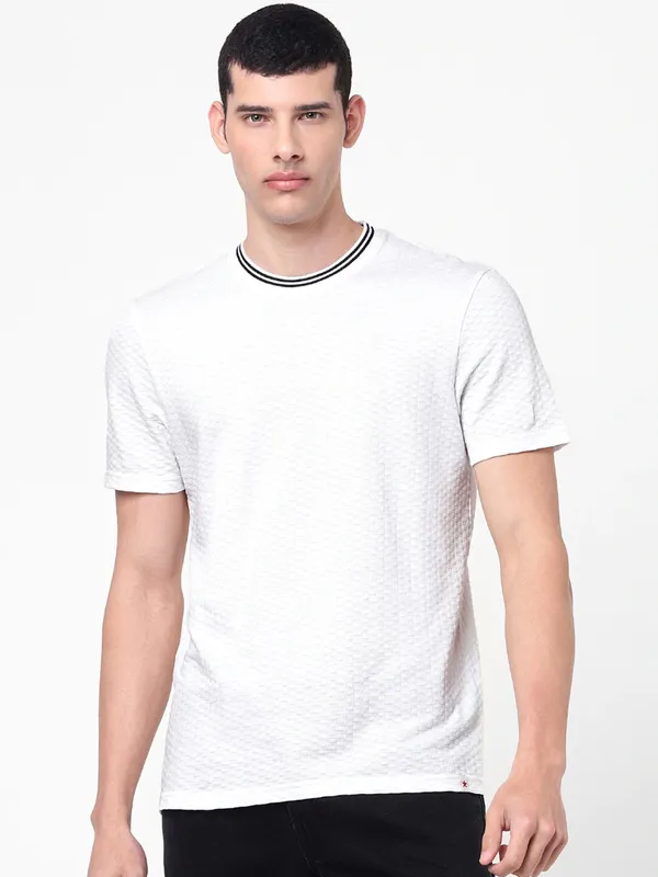Celio knitted white t shirt in plain