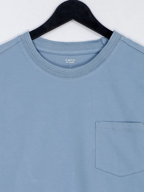 Celio light blue plain t shirt